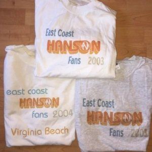 Qty of 3 - 2003/04 Hanson band East Coast T-Shirts